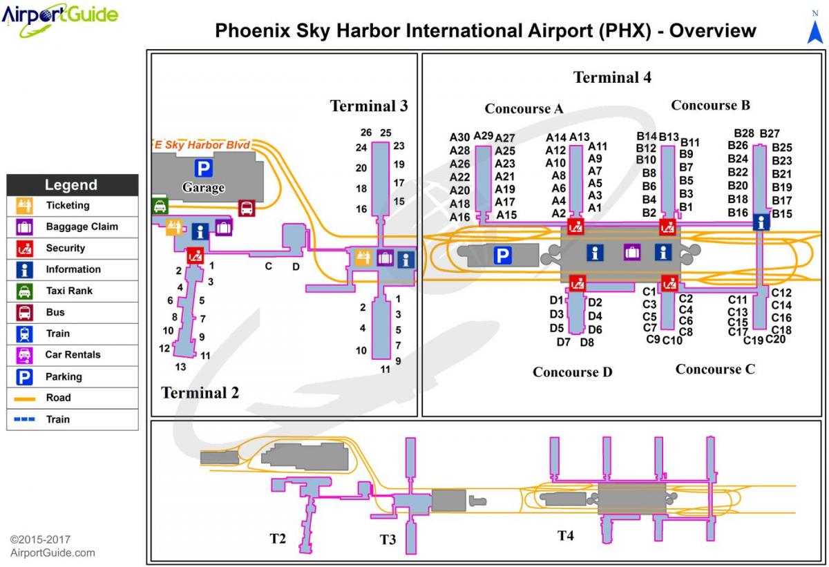 карта аеропорту Фенікс Скай-Харбор